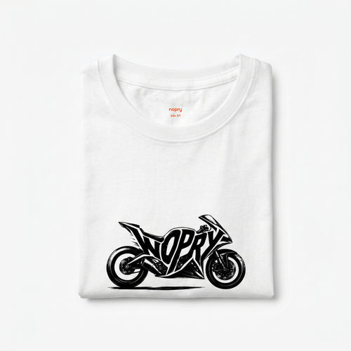 Polera manga corta blanca / moto nopry