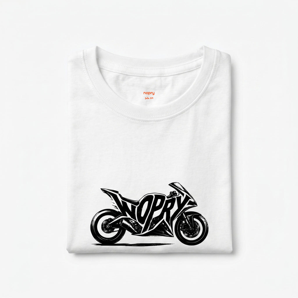 Polera manga larga blanca / moto nopry