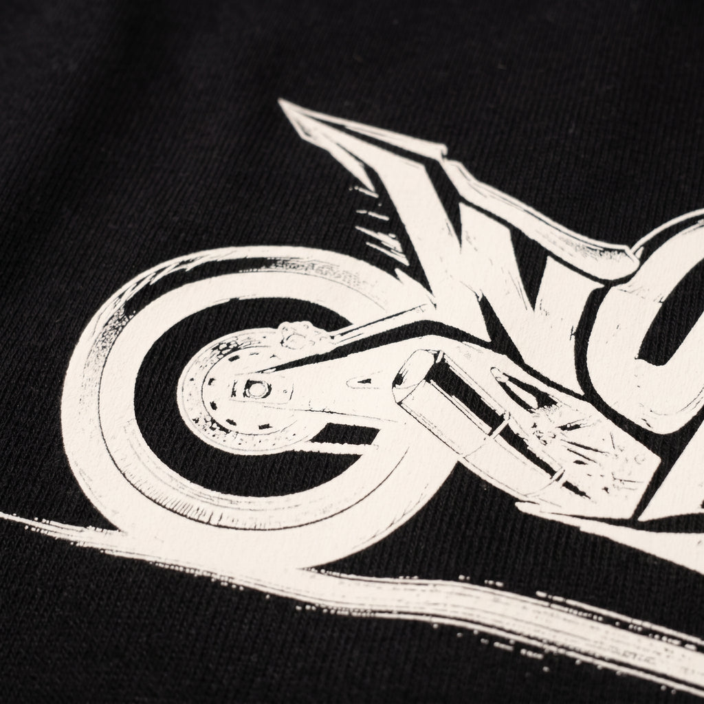 Polera manga corta negra / moto nopry