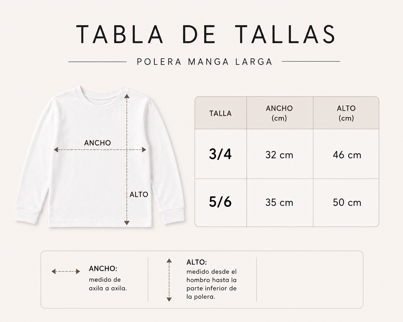 Polera manga larga blanca / MOTO