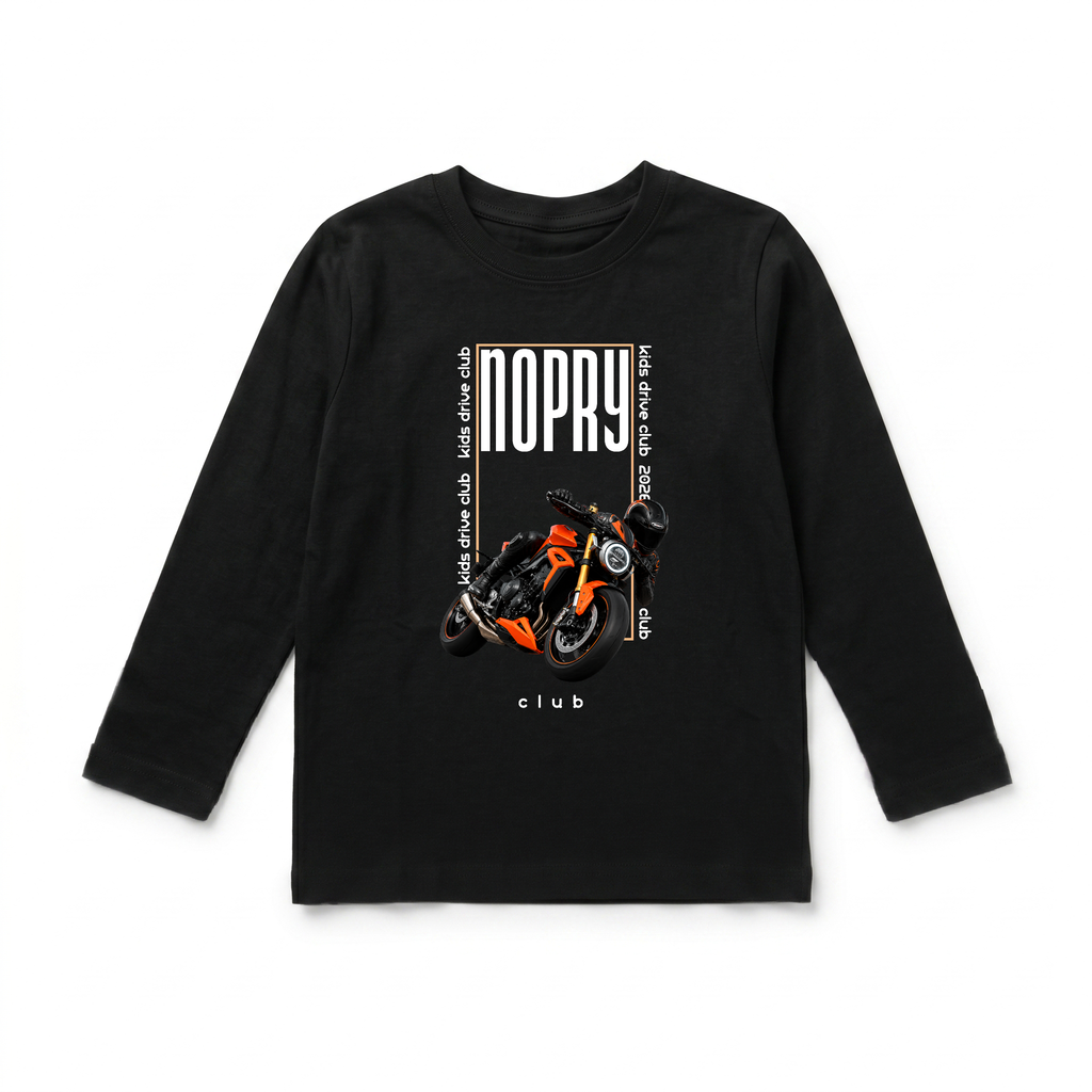 Polera manga larga negra / MOTO
