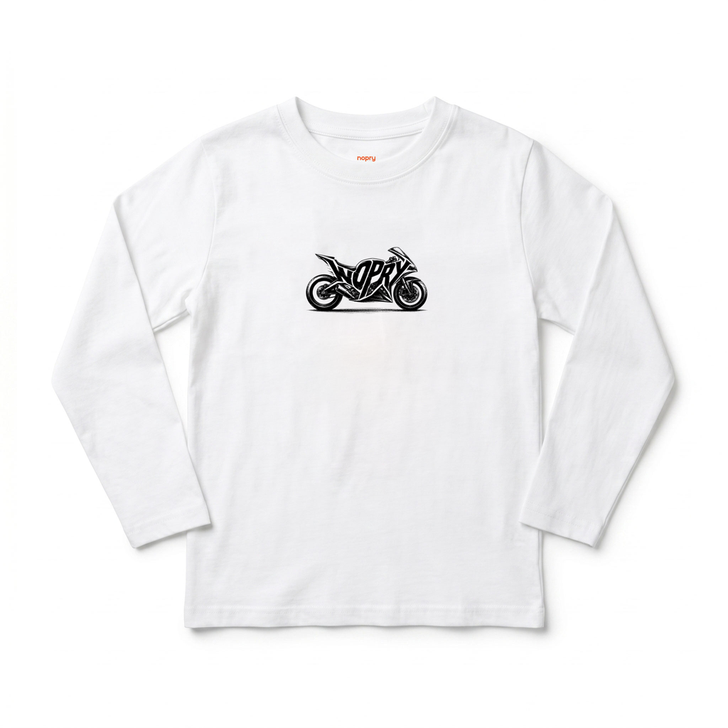 Polera manga larga blanca / moto nopry