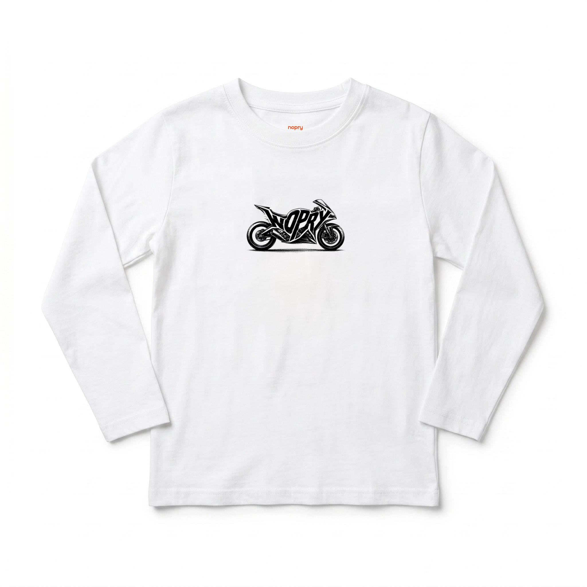 Polera manga larga blanca / moto nopry