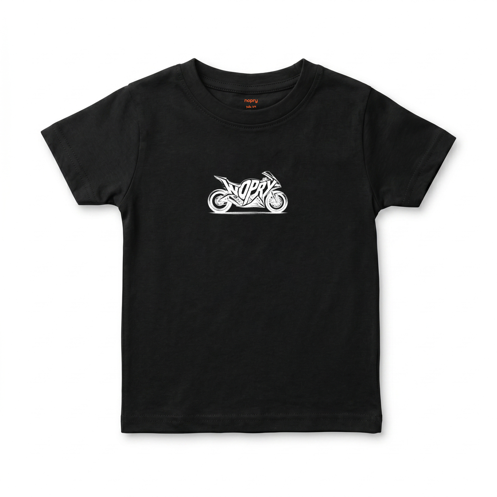 Polera manga corta negra / moto nopry