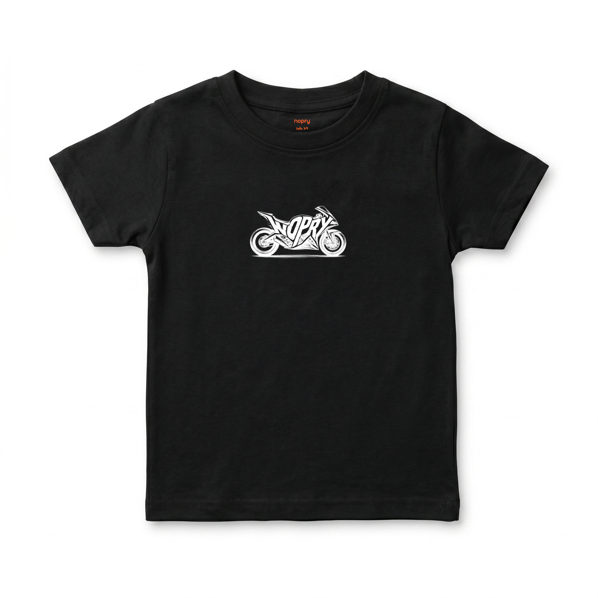 Polera manga corta negra / moto nopry